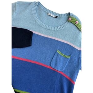 Zaket & Plover Striped Knit Sweater Blue Pink Green Womens Size L